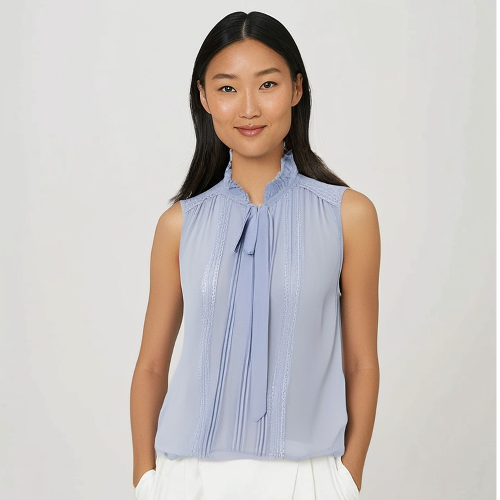 Endless Rose Lavender Sleeveless Tie-Neck Blouse